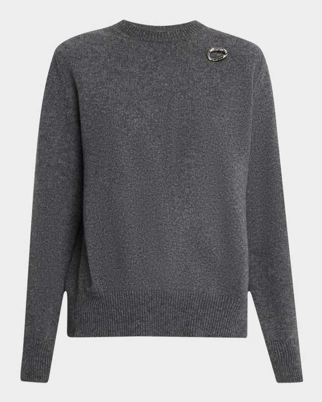 Draped Panel Wool-Cashmere Crewneck Sweater